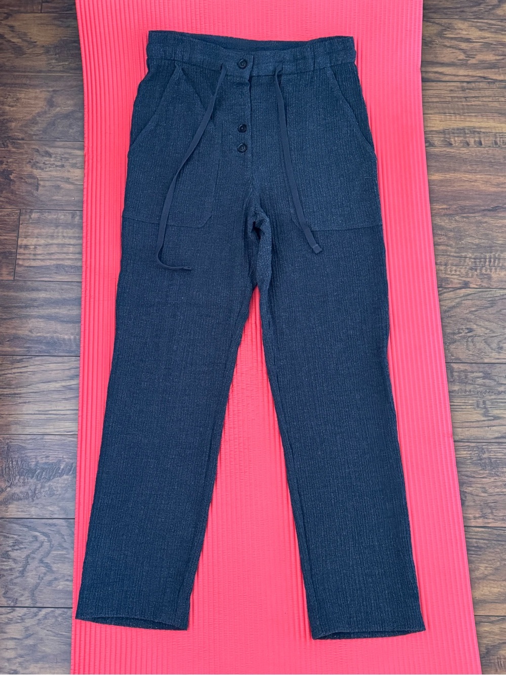 Zara gray textured high-waisted button-fly jogger pants size xs